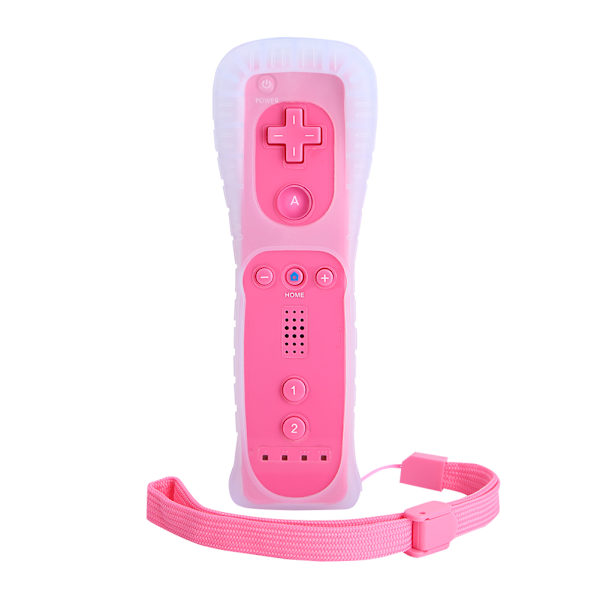 Langaton peliohjain, vasen + oikea, kaukosäädin silikonikotelolla Nintendo Wii -konsolille, pinkki