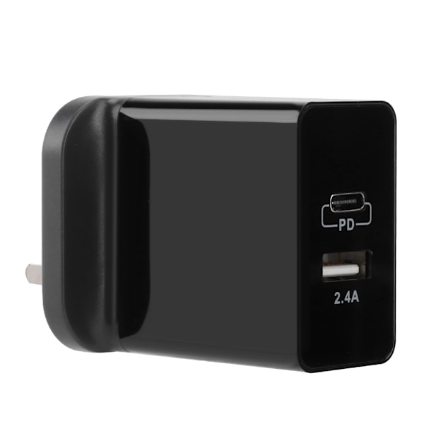 XBX06 TPD 2-port USB Hjem AC Smart Lader 2 USB Lader TYPE-C Grensesnitt Svart UK 100-240V