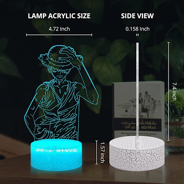 Japan Character Luffy 3D LED nattlampe for barn gutt 7 fargeendring fjernkontroll skrivebord bordlampe jul