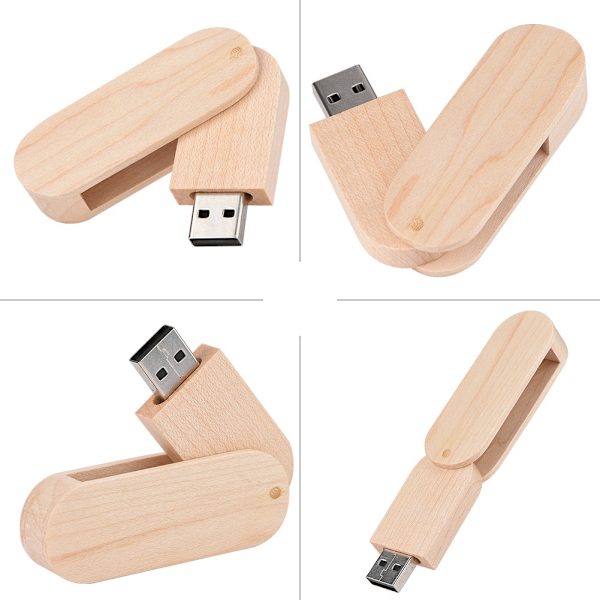 Käännettävä puinen USB 2.0 -muistitikku (vaahtera, 16 Gt)