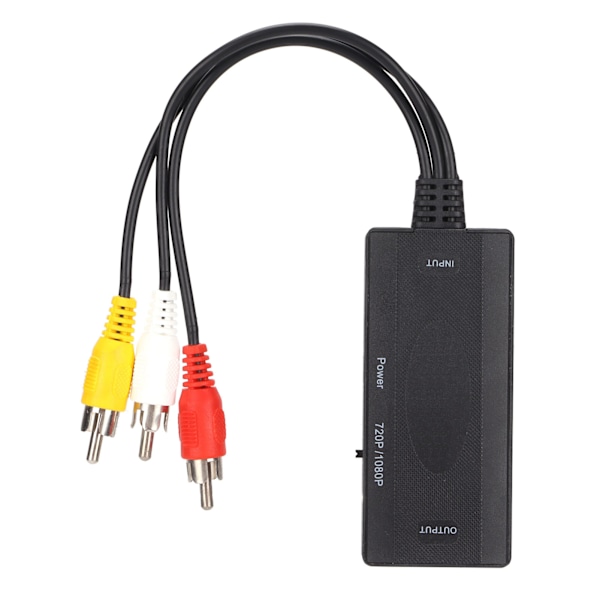 Högdefinitionsomvandlare Audio Video till HighDefinition Multimedia Interface CVBS-adapter för TV VHS VCR DVD (svart)