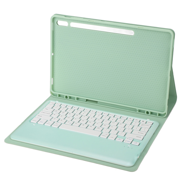 For Tab S8 näppäimistökotelo Matcha Green säädettävä kulma PU-kotelo irrotettava tabletti langaton näppäimistö SM X800 S7 FE ilman kosketuslevyä