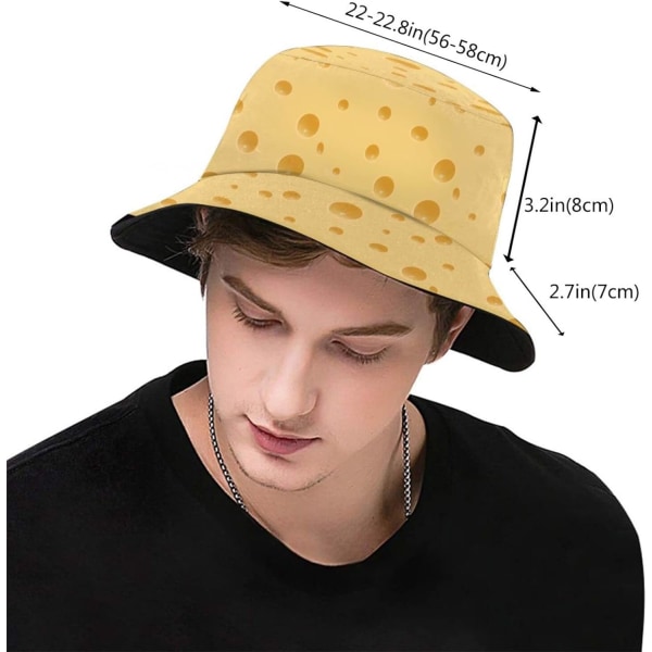 Sjov mad spand spand hat, ramen hotdog bagt bønner ost mønster spand hatte sol hat pakkelige fisker hat (gul)
