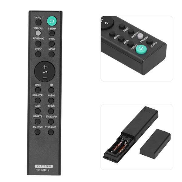 RMTAH501U Fjärrkontroll för Soundbar Ersättning för Sony Högtalare HTX8500 Controller