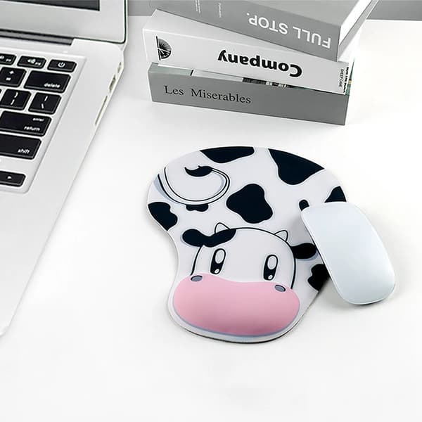 1 stk Musematte Ku Ergonomisk Musematte med Håndleddsstøtte Sklisikker Gummibase Musematte med Håndleddsstøtte for Datamaskin