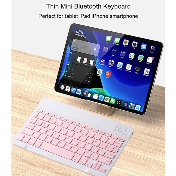 Ultratunn Bluetooth-tangentbord, bärbart, trådlöst, kompakt för Android, Windows, surfplatta, mobiltelefon, iOS, iPhone, iPad