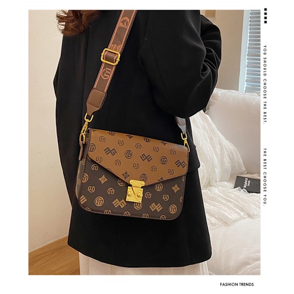 Retro blomväska för äldre med känsla för mode, damväska i lätt lyxig nisch, utländsk stil, enkel axelväska, diagonal cross body liten fyrkantig väska