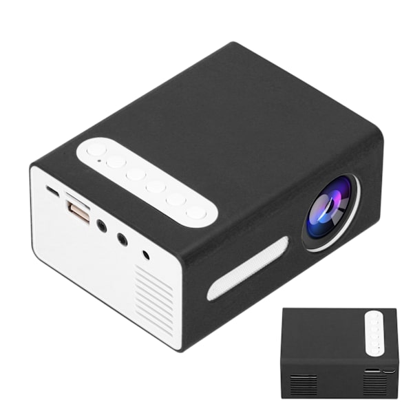 Mini-kotiprojektori, kannettava LED-kotimediavideon toistolaite, lasten teatteri T300 (mustavalkoinen)