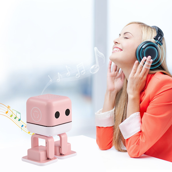 Mini Bluetooth trådløs sød robot smart dansende højttaler HiFi musikafspiller legetøj gave pink