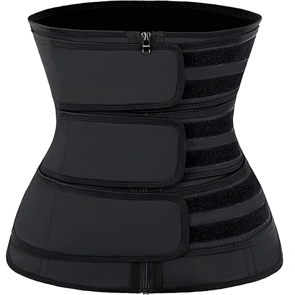 Midjetränare för kvinnor Latex Underbust JSculpt Dubbel träningsbälte Träning Sportgördel D-black (Triple Straps) XL