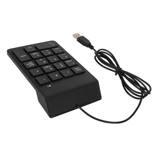 Kablet talltastatur Svart USB-tilkobling 18 taster Stille Plug and Play Utjevning Numerisk tastatur for bankkontor Spill