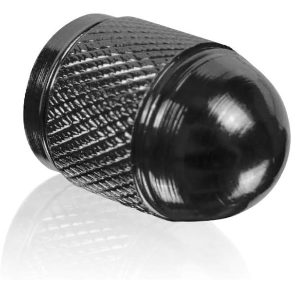 Aluminium Bullet Style Bil Truck Luft Port Dæk Dæk Ventil Hjul Stamme Hætter (Pakke med 4) (Sort)