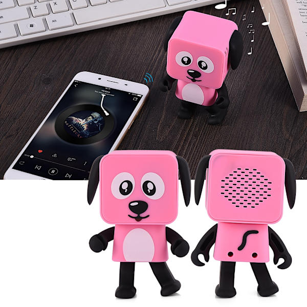 Kannettava tanssiva robotti Bluetooth 4.1 Langaton kaiutin Stereo Bass HiFi Musiikkisoitin Pinkki