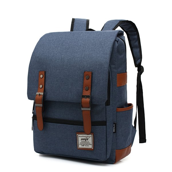 Vattentät bärbar ryggsäck för handbagage, arbetsryggsäck för affärsresor, skolväska, moderiktig skolväska för högskola Black Zipper Blue M