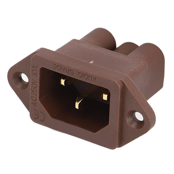 Monosaudio IEC-virtapistoke, puhdasta kuparia, kullattu IEC-paneeliin asennettava pistokeadapteri 100-250 V, ruskea IC71(G)