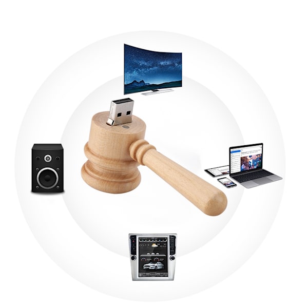 Træhammerformet dataopbevaring USB 2.0 Flashdrev U-hukommelsesdisk Kompatibel med USB1.1 (16 GB)