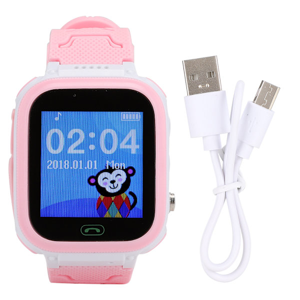 Barne Smart Watch Rosa Posisjoneringstelefon Klokke IP67 128x128 TFT Skjerm