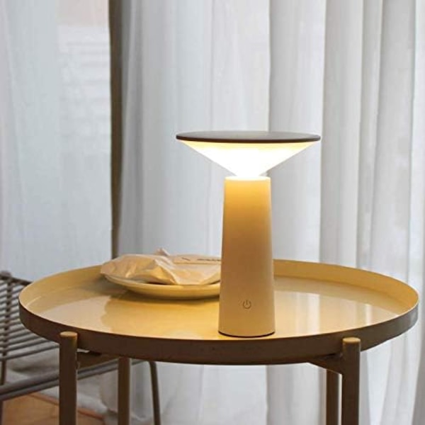 Bärbar Trådlös LED-lampa, Dimbar Touch-kontroll, 360° Justerbar, USB-laddningsbar, Studie- och Läslampa för Hem och Kontor (Vit)