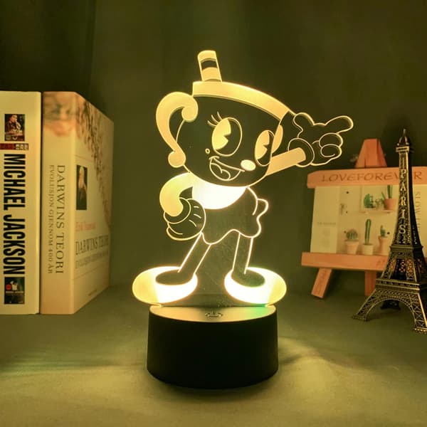 Spill-LED nattlys Ms. Chalice Cuphead for barnerom dekorasjon nattlys bursdagsgave romdekor 3D lampe