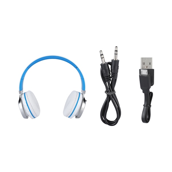 Folded Wireless/Wired Sports Bluetooth Headset Stereo Noise Cancelling Built in Radio Blue