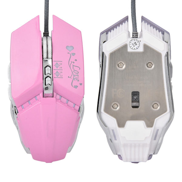 Høj følsomhed Pink Gaming Mus Komfortabel Greb Kablet Gaming Mus