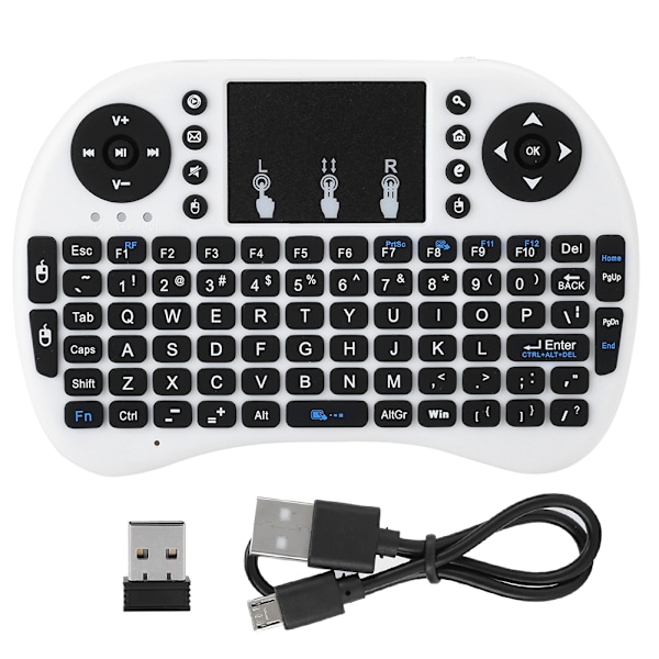 Mini trådlöst tangentbord Flymouse 2.4G Multimedia Touchpad Touching Keyboard Vit