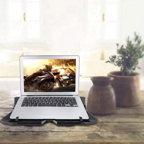 USB 4 Fläktar Laptop Kylning Kylplatta Bas för 10-17 Tums Notebook(Svart)