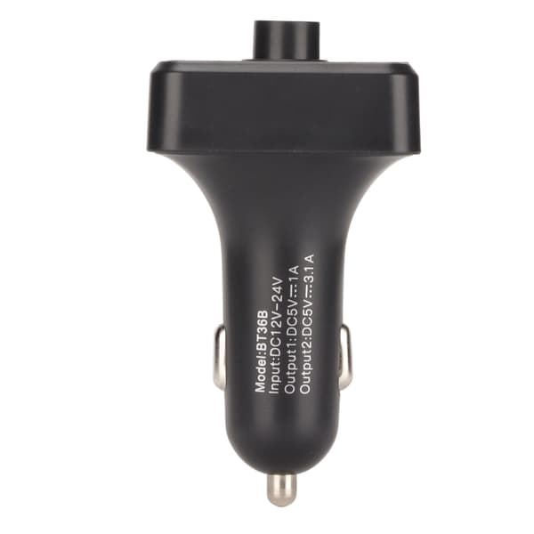 Multifunksjonell LED-billader Bluetooth 5.0 FM-sender håndfri samtale MP3-spiller Dual USB hurtiglading