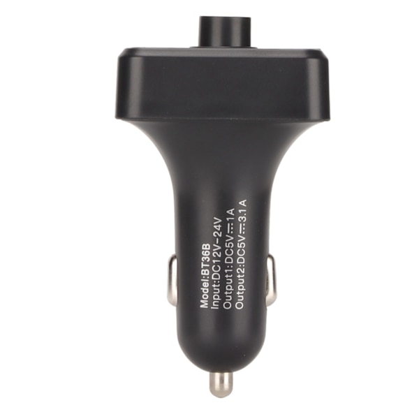 Multifunktionel LED-biloplader Bluetooth 5.0 FM-sender håndfri opkald MP3-afspiller dobbelt USB-hurtigopladning