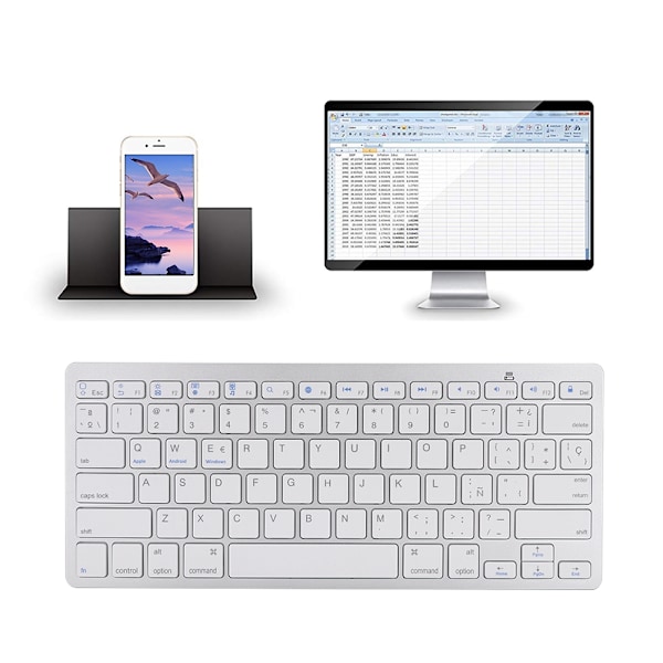 Espanjalainen ultraohut langaton Bluetooth-mykkänäppäimistö Apple Mac WindowS Androidille
