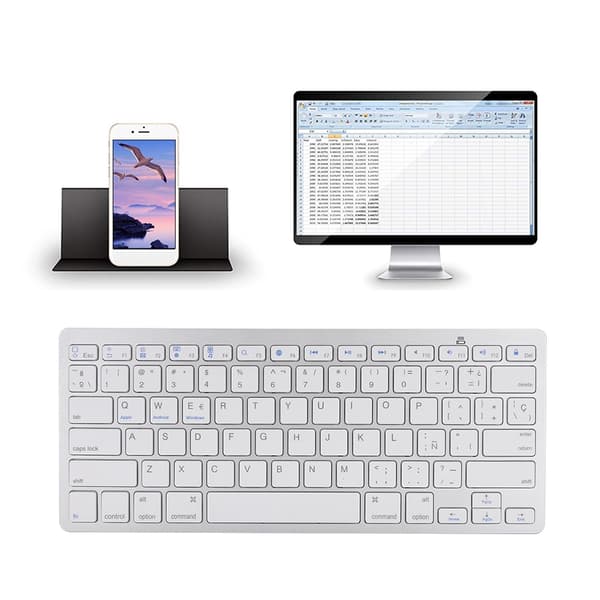 Spansk Ultra Tynd Trådløs Bluetooth Mute Tastatur Til Apple Mac Windows Android
