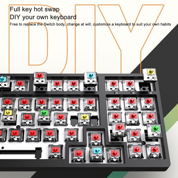 68 Taster Mekanisk Tastatur Kablet 2.4G Bluetooth5.1 Full Key Hot Swap 16 Million Colors RGB Baggrundsbelysning DIY Switch Keyboard Hvid