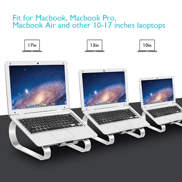 Bærbar computer stand, aluminium bærbar computer riser vinkelhøjde justerbar stand til MacBook og PC med anti