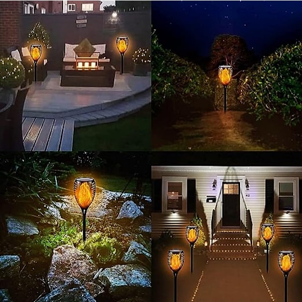 4-pack solcellslampor facklor LED flimrande låga utomhus vattentät solcellslampor gångvägslampor landskapslyktor dekorationsbelysning automatisk på/av