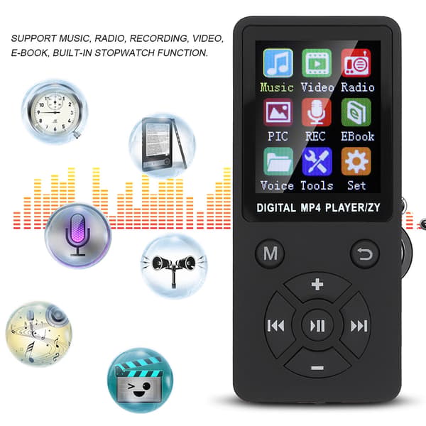 T1 Musik MP3-afspiller Bluetooth-understøttelse 32G hukommelse EightDiagram Tactics-knapper Sort