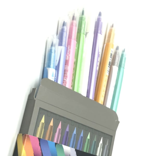 10 stk. dobbelt pensel akvarel markører 10 metallisk farve tør hurtigt akvarel pensel penne med plastskal