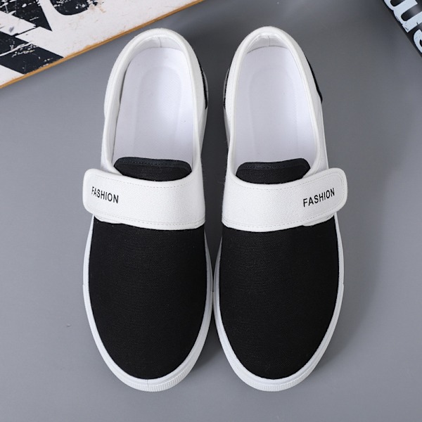 Sommer sko pluss størrelse flerfarget all-match herresko lav-top sneakers lette herre casual sko Black and white 42