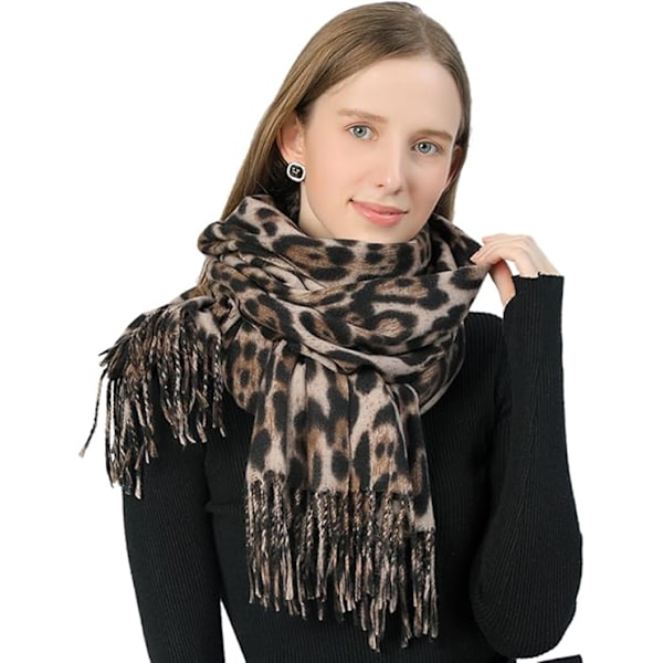 Klassisk Leopardscarf - Vintervarm, Mjuk Cashmere-liknande Pläd, Sjal, Wrap