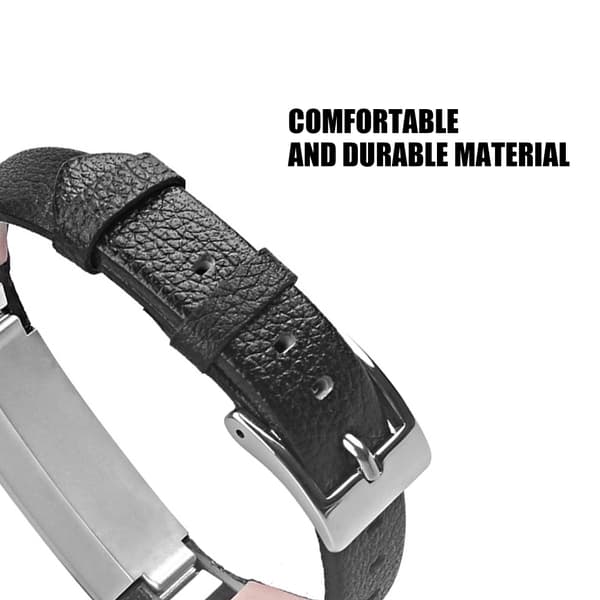 Læderrem til smartwatch, rem til smartarmbånd, udskiftningsrem til håndled til Fitbit Alta (sort)