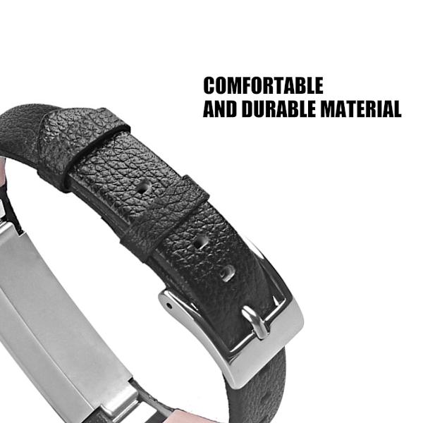 Lærrembånd Rem Smart Armbånd Rem Armbåndserstatning for Fitbit Alta (Svart)