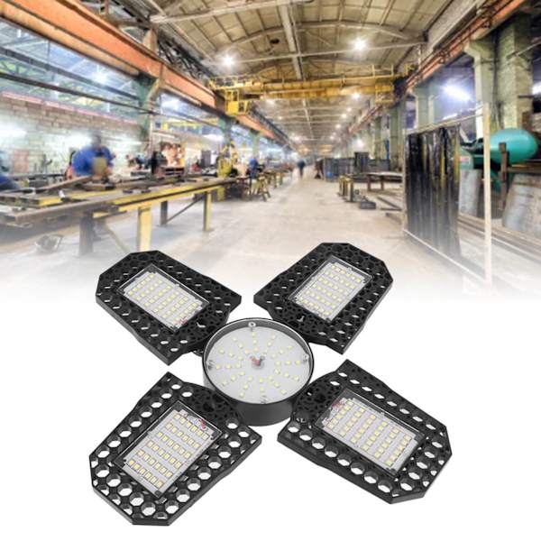 LED garasjelys Foldable 4 blader 100W Høy lysstyrke Energisparende E27 Taklampe for garasjeverksted 85‑265V