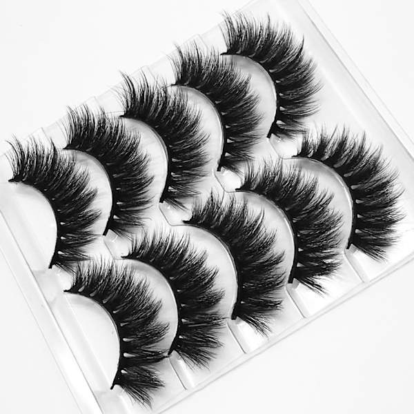 3D Mink Eyelashes Natural Look handgjorda falska fransar Fluffy Fake Lash Reusable Multipack, 5 PACK