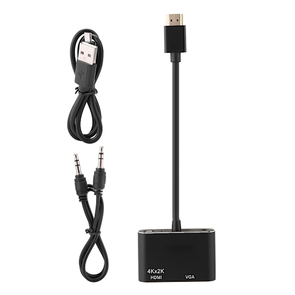 CableDeconn 2 i 1 HDMI till HDmi VGA HD Video Converter 3,5 mm ljudkabel 1920*1080 4K*2K