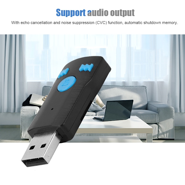 Mini USB Bluetooth-mottaker Audio A2DP Musikk Trådløs Adapter