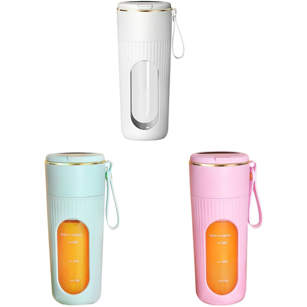 Bärbar Juicepress & Mixer för Smoothies 340ML Juicepressar Mixers Multifunktionella Fruktmixers med LED-Display White