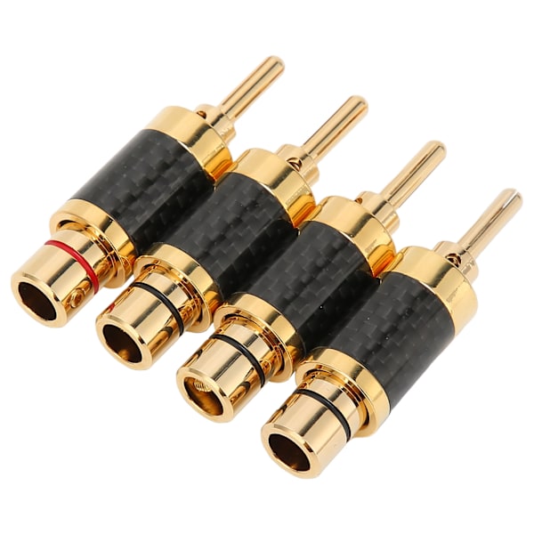 4 stk bananplugg messing gullbelagt svart karbonfiberskall bananpluggkontakt for 7,5 mm ledningsdiameter