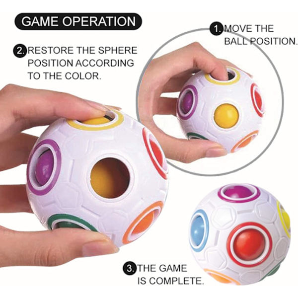 Roterande stressregnbågsboll Infinity Relief Spinner Fidget Toy för vuxna barn pedagogisk magisk kubpussel (vit)