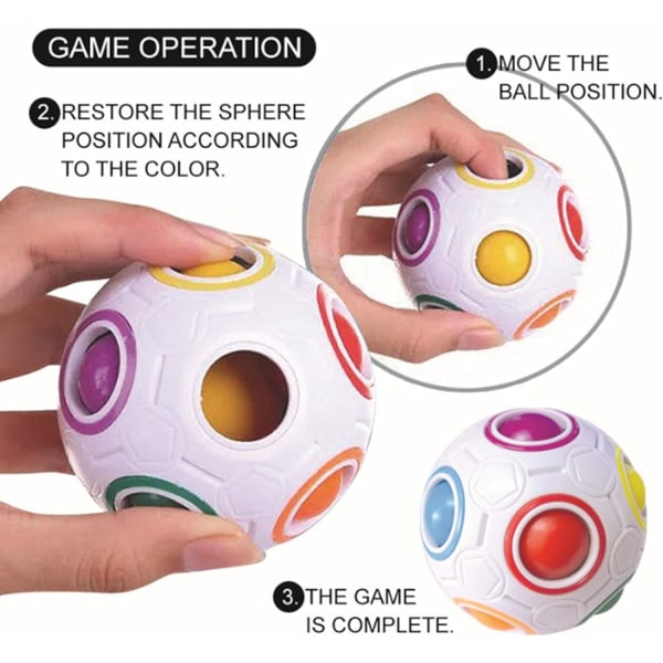 Roterende Stress Regnbueball Infinity Relief Spinner Fidget Leke for voksne Barn Pedagogisk Magic Cube Puzzle (hvit)
