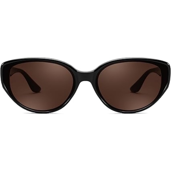 Ovale Katteøje Solbriller til Kvinder Vintage 90'er Y2K Stil Trendy Søde Solbriller B0228 Black Frame & Tea Lens