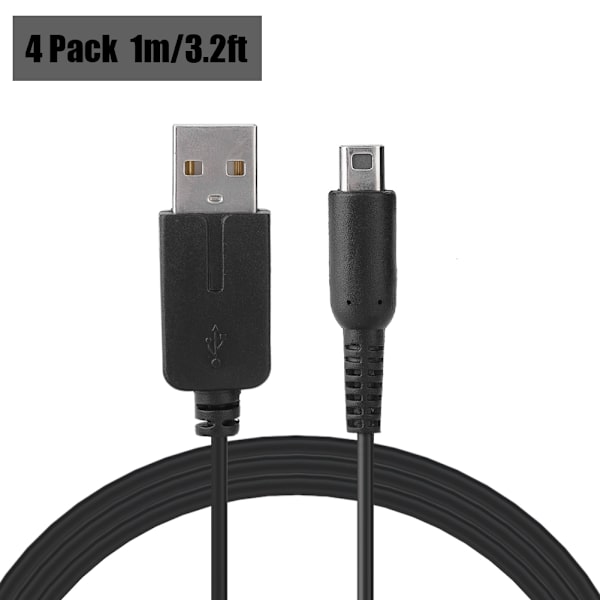 4 kpl USB-virtalähteen latauskaapeliadapteri USB-laturi latauskaapeli 3DS/NDSI/NEW/2DS:lle
